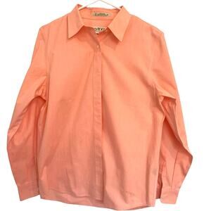Orvis Button Up Shirt 10 Blouse Salmon Long Sleeve Wrinkle Free Preppy Business